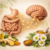 An image of the Gut-Brain link and botanicals that boost it 